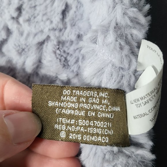 2019 Demdaco Gray Elephant Lovey Security Blanket Plush Stuffie with Rattle - Picture 5 of 8